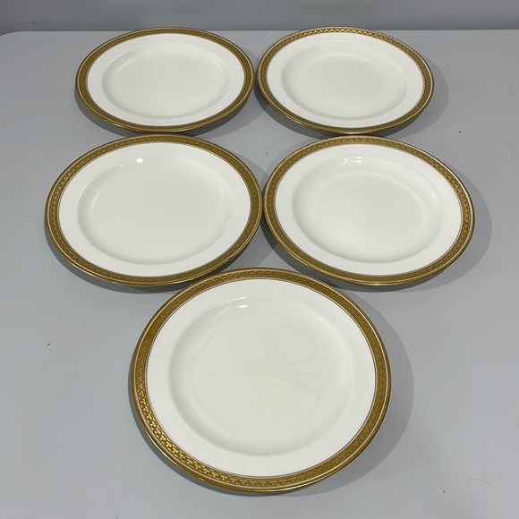 Cauldon England for Gilman Collamore antique Salad Plated gold trimmed set of 5 - Picture 1 of 13
